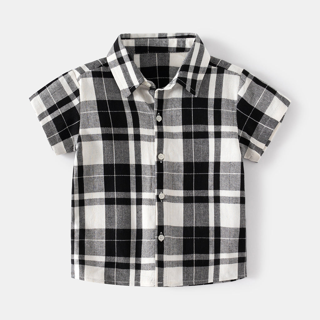 Checkered Short Sleeve Shirt Set for Boys