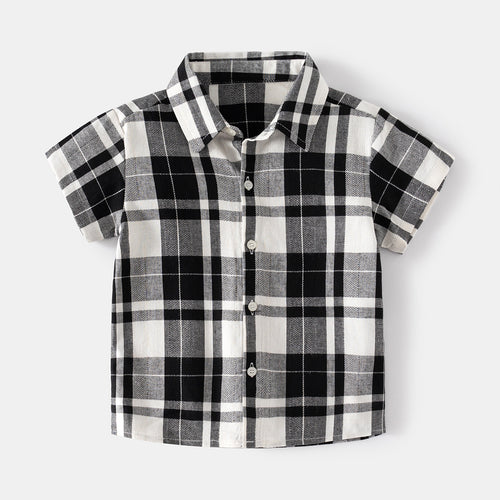 Checkered Short Sleeve Shirt Set for Boys
