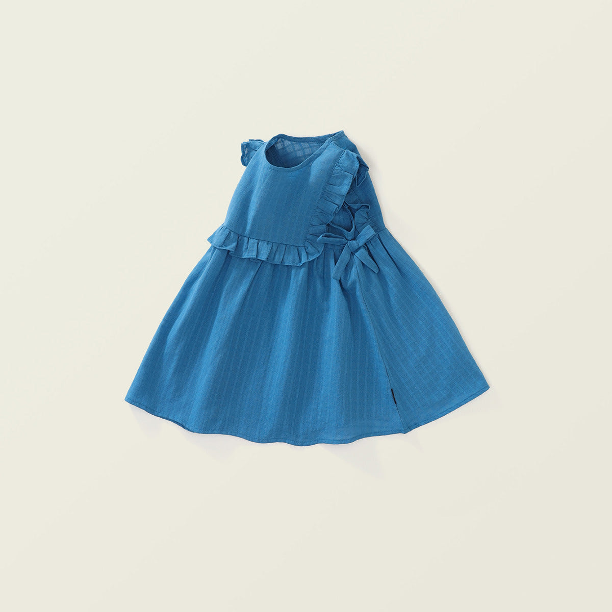 Floral Trim Blue A-Line Dress for Girls
