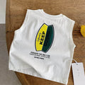 White Letter Print Sleeveless Tee