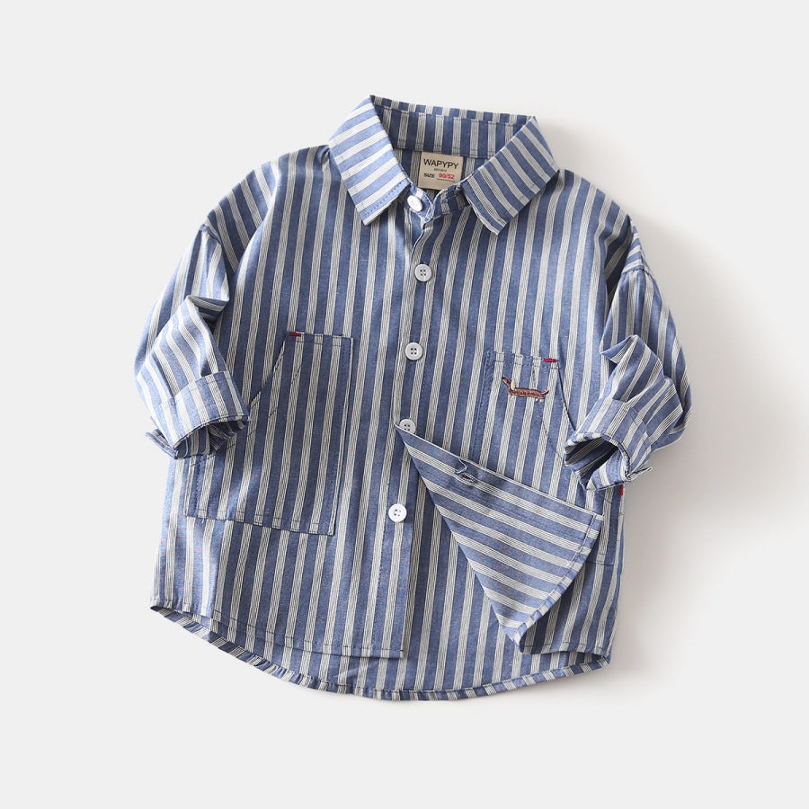 Blue Striped Long Sleeve Shirt for Boys