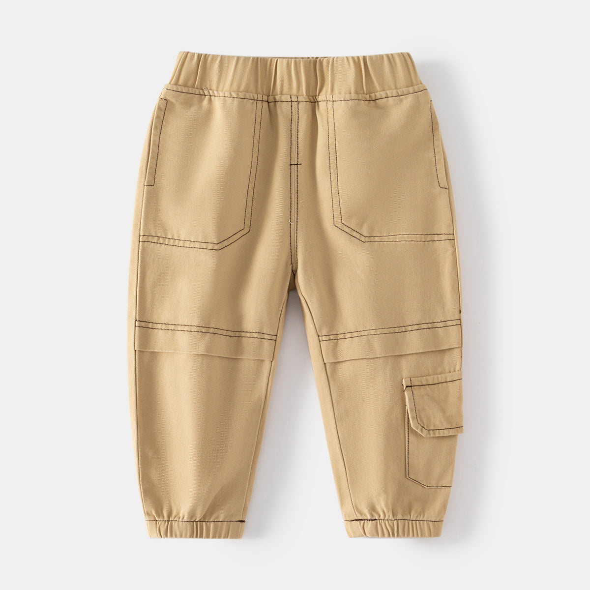 Cream Cargo Pants with Knee Patchwork