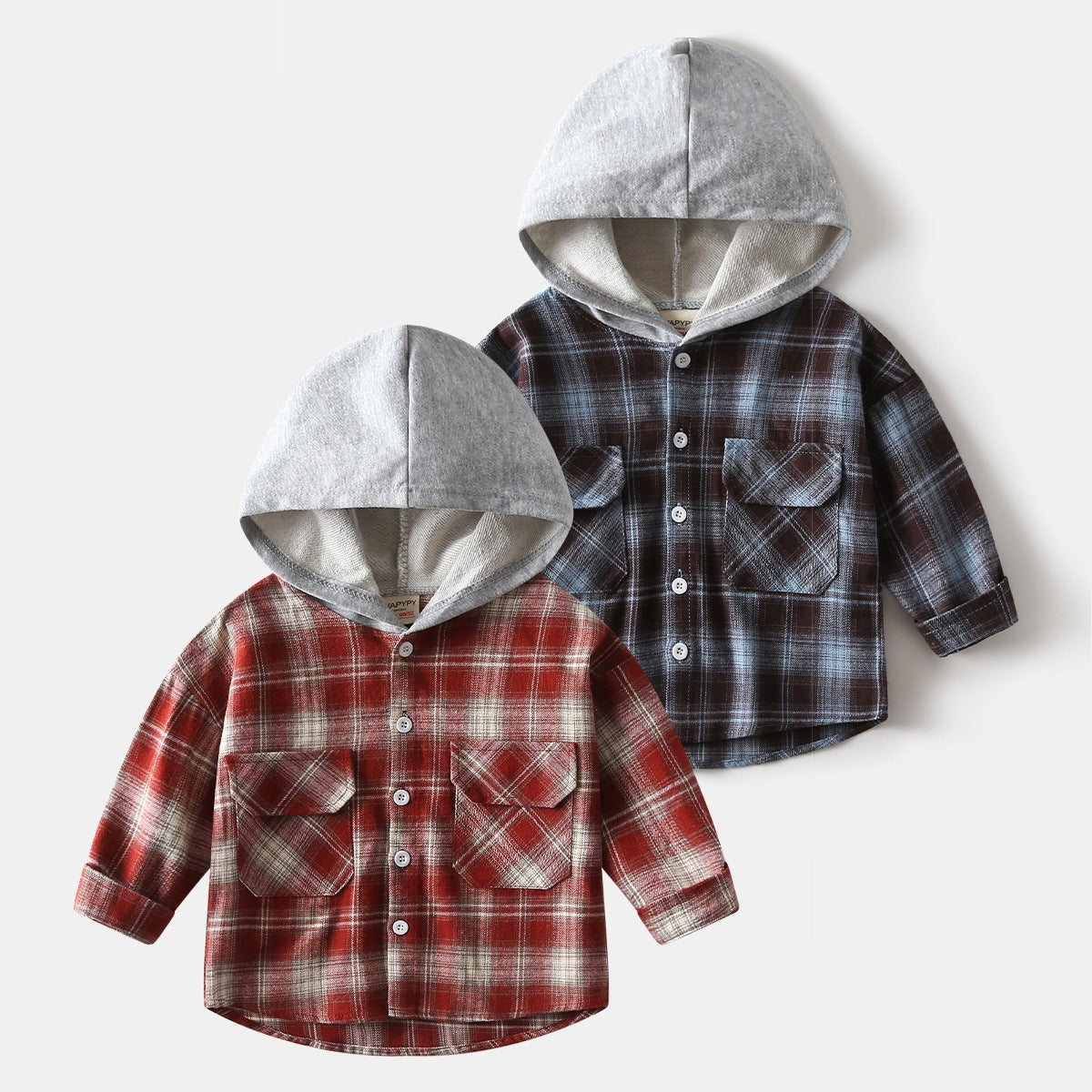 Plaid Hooded Button-Front Shirt