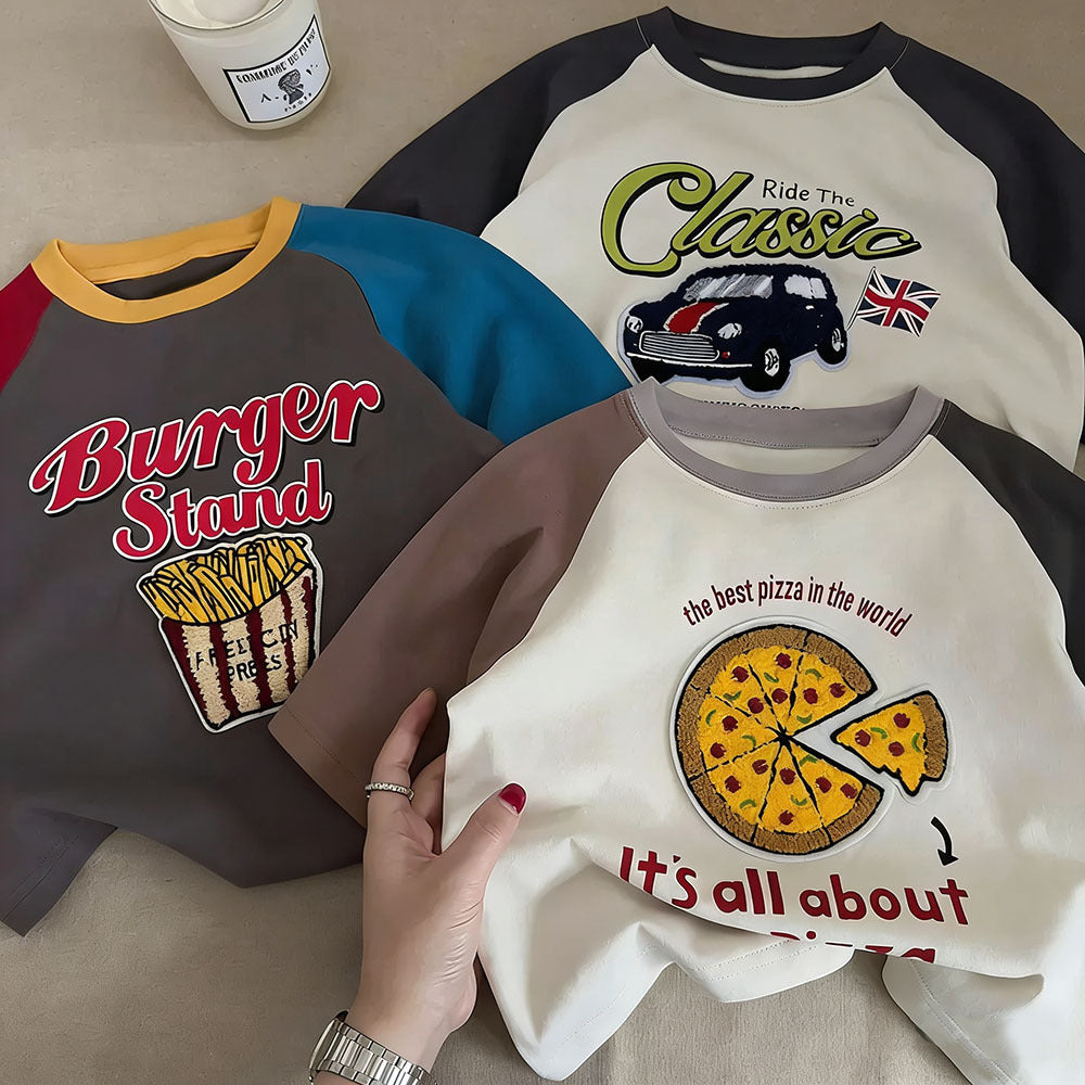 Playful Print Round Neck Tee for Kids