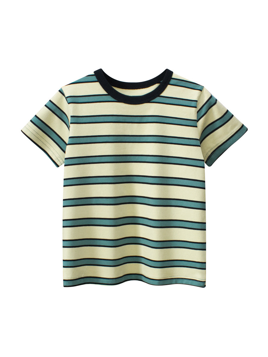 Apricot & Black Striped Tee for Boys