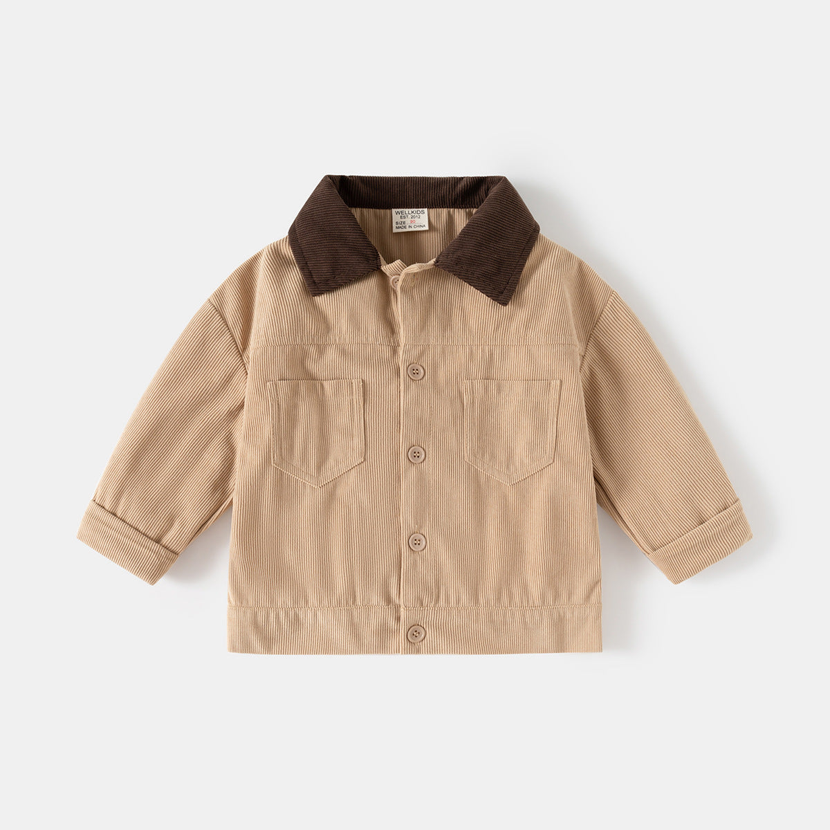 Color-Blocked Corduroy Lapel Jacket