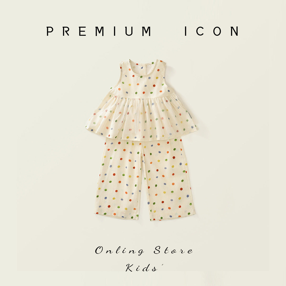 Colorful Polka Dot Two-Piece Set for Girls