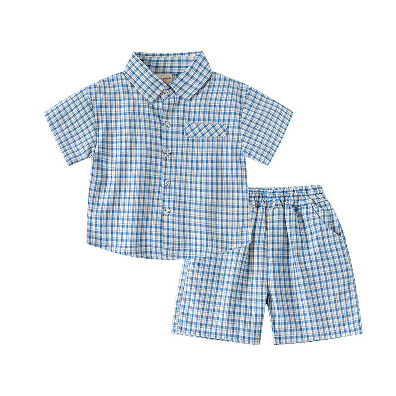 Checkered Shirt & Shorts Two-Piece Set