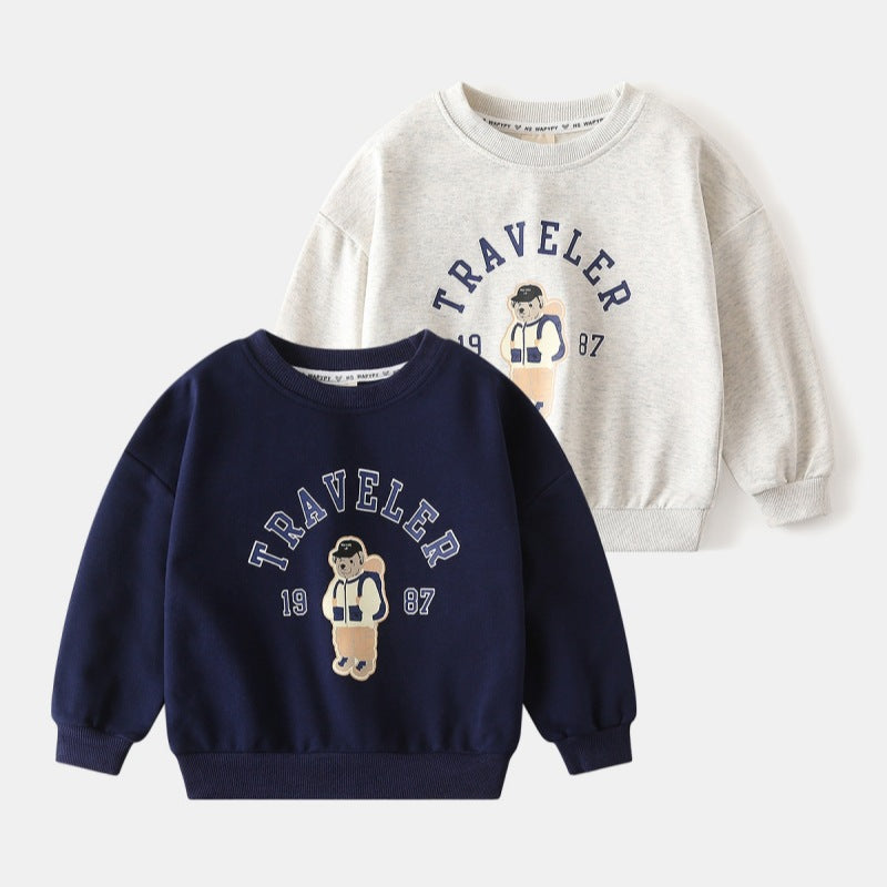 Loose Round Neck Pullover Hoodie