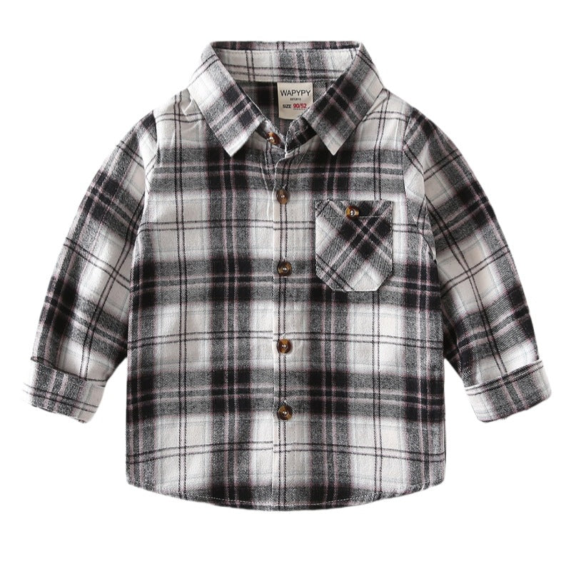 Plaid Button-Front Shirt for Boys