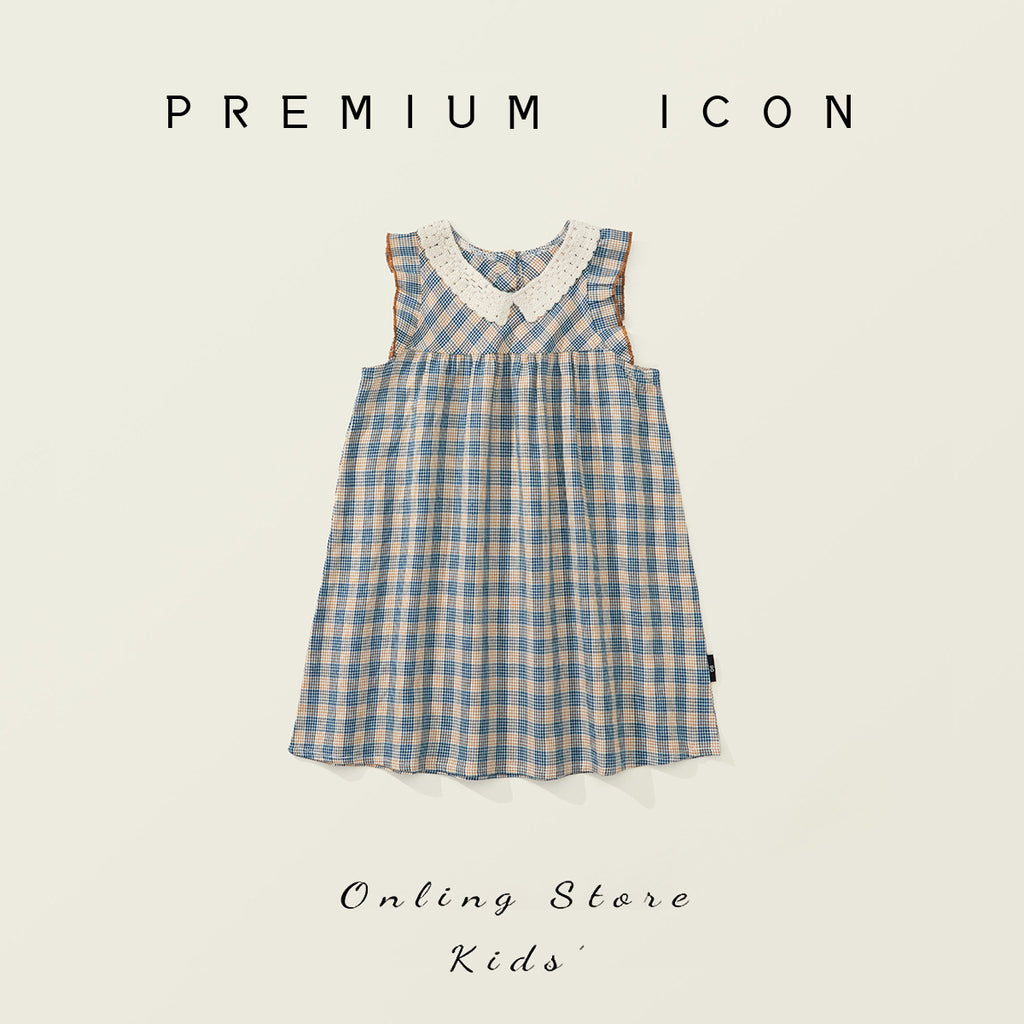 Checkered Backless Midi Dress for Girls