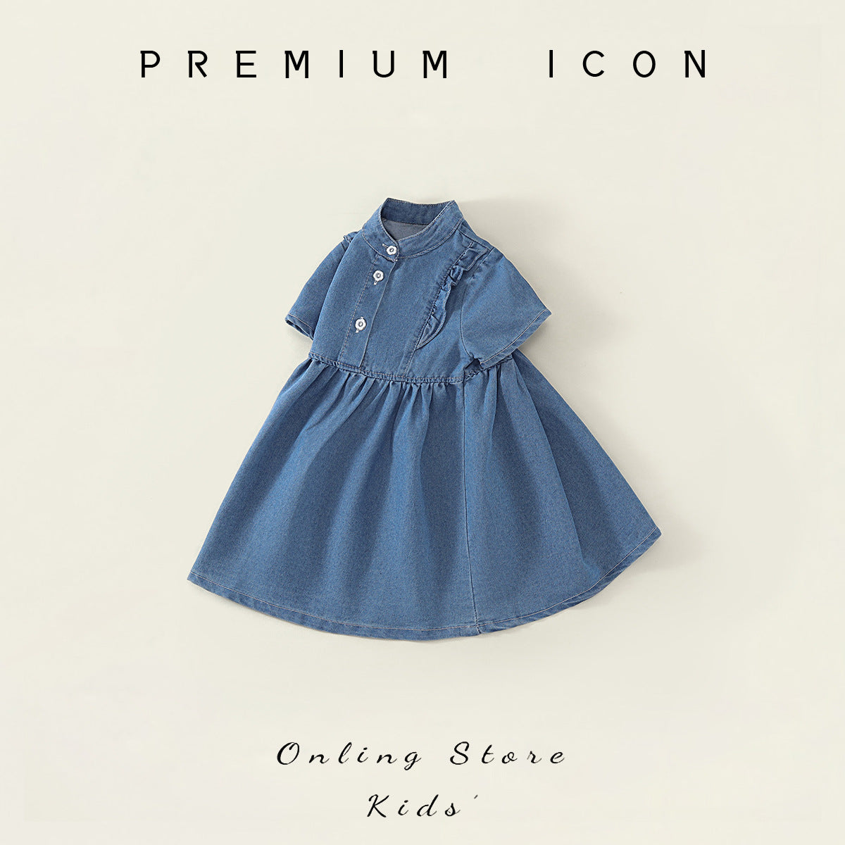 Ruffle Trim Denim Dress for Girls
