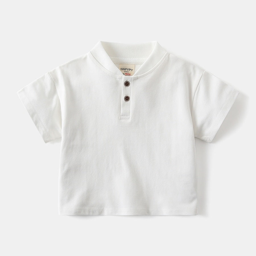 Stand-Up Collar Solid Polo Shirt