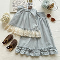 Peter Pan Collar Ruffle Blouse & Wide-Leg Set
