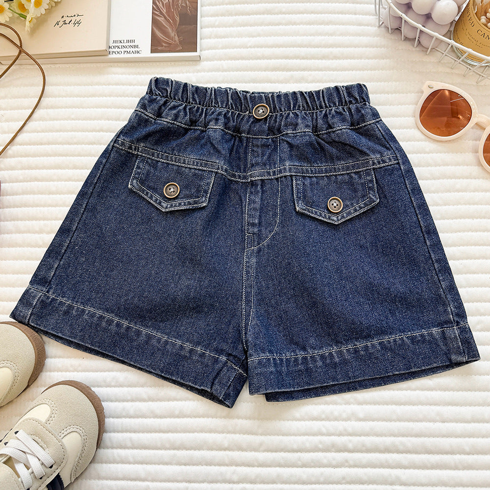 Denim Vest & Shorts Two-Piece Set for Girls