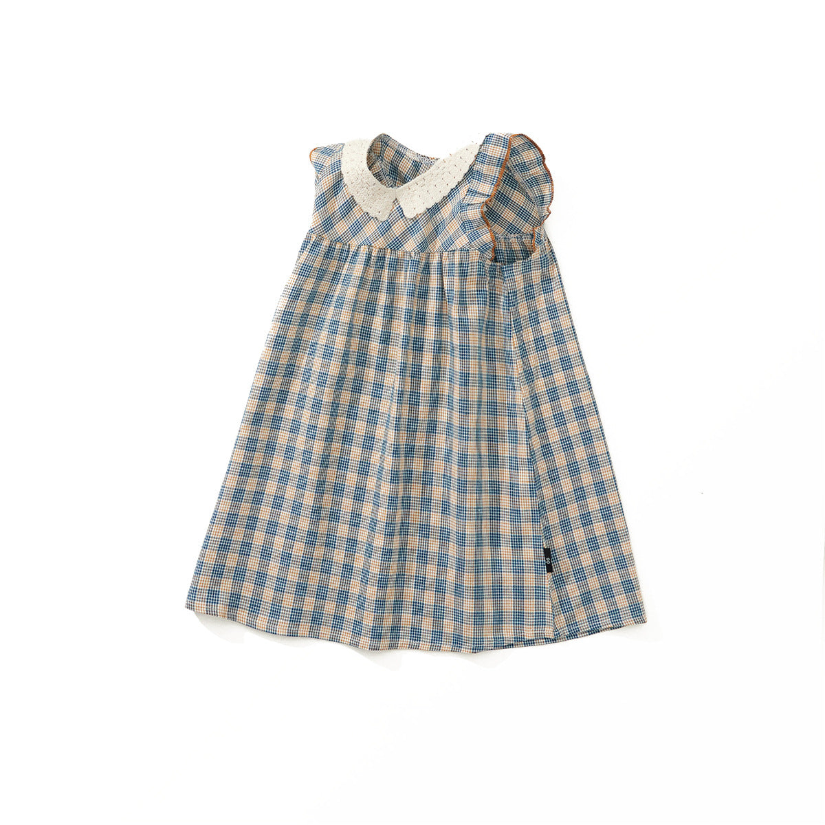 Lace Satin Plaid Sleeveless Dress