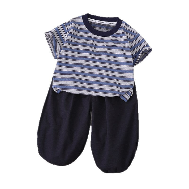 Striped Short Sleeve Two-Piece Summer Set