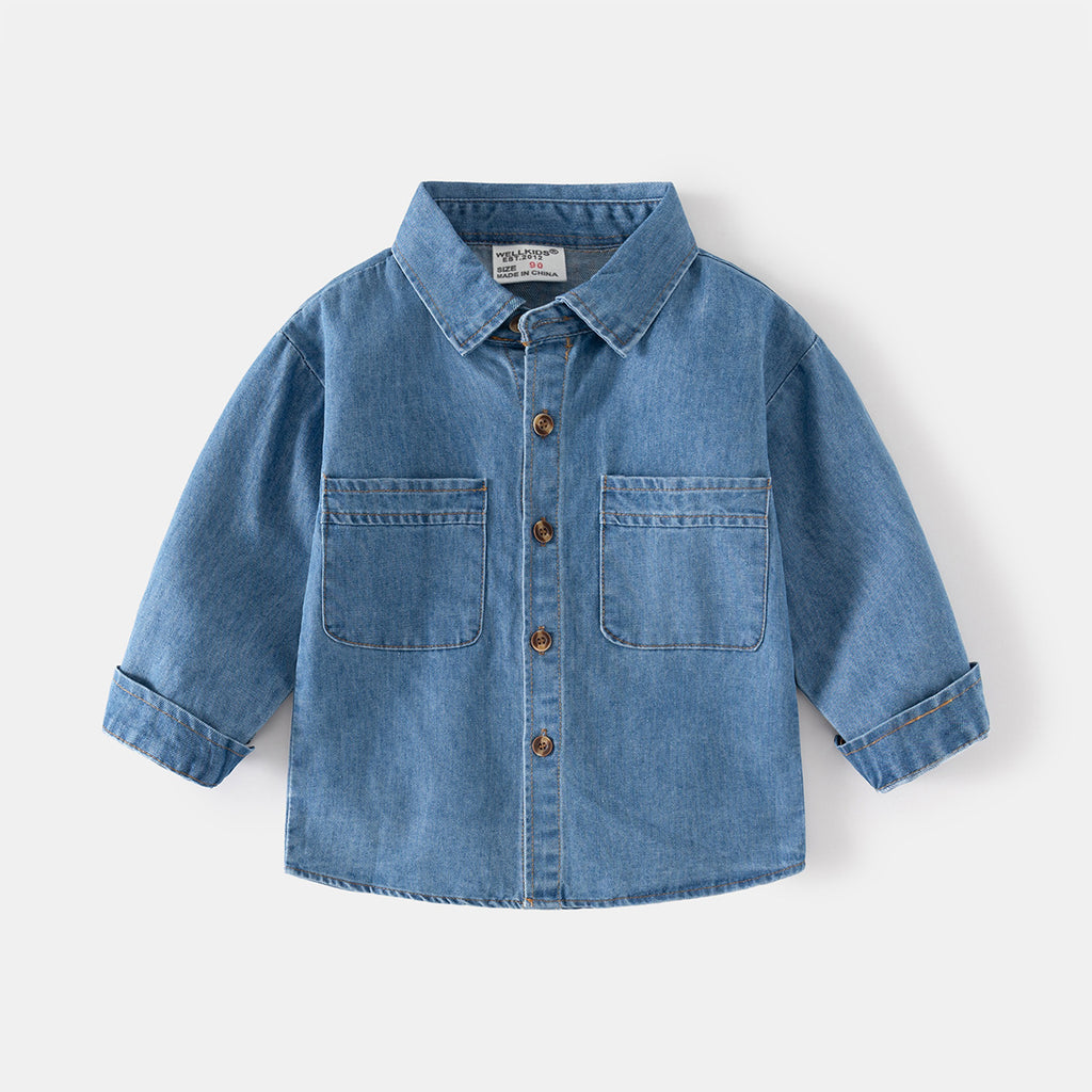 Washed Denim Button-Down Shirt for Boys