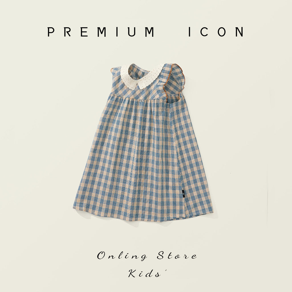 Checkered Backless Midi Dress for Girls