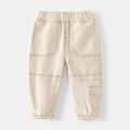 Cream Cargo Pants with Knee Patchwork