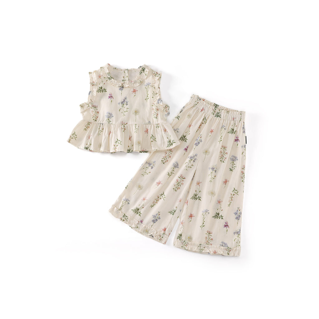 Floral Print Loose Waist Two-Piece Set