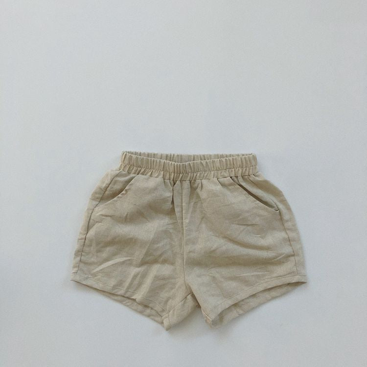 Natural Linen Washed Shorts