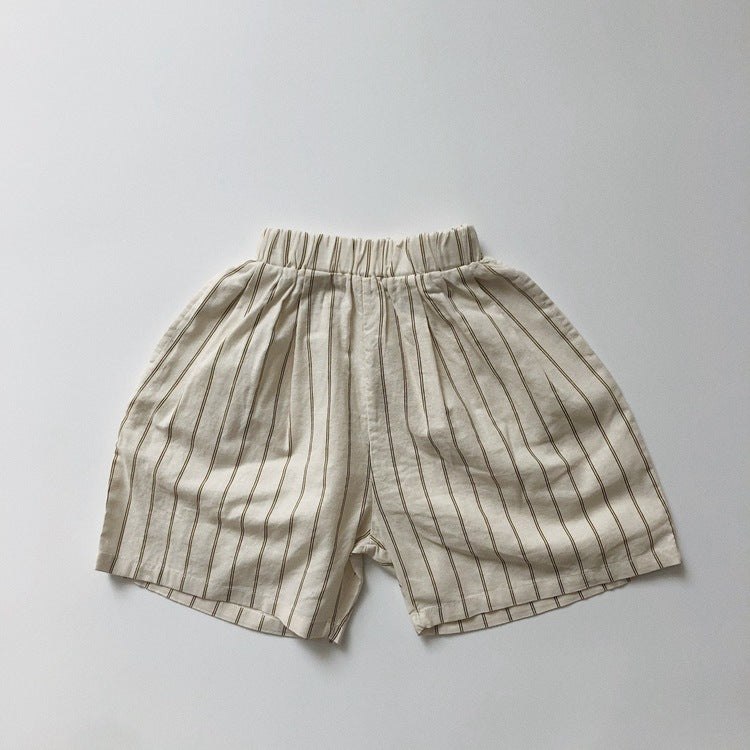 Striped Linen-Cotton Shorts for Kids