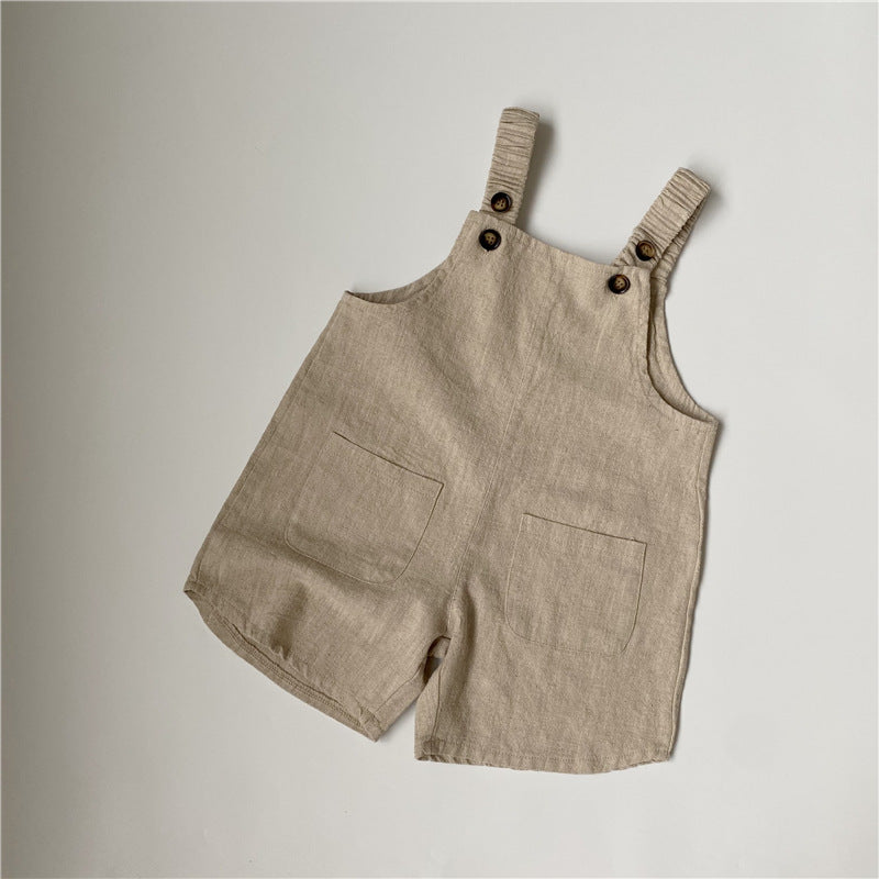 Cotton Linen Suspender Pants