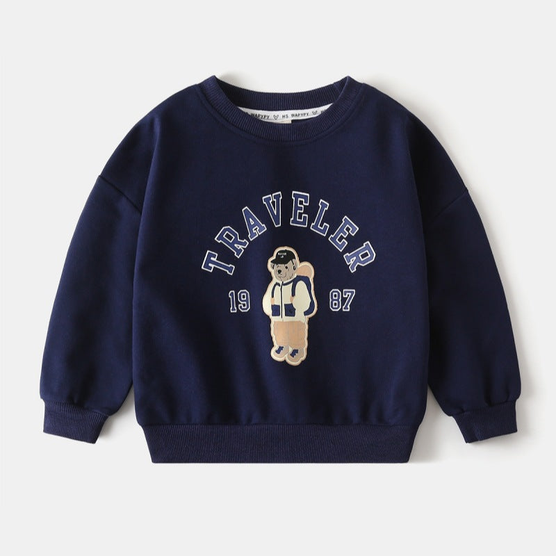Loose Round Neck Pullover Hoodie