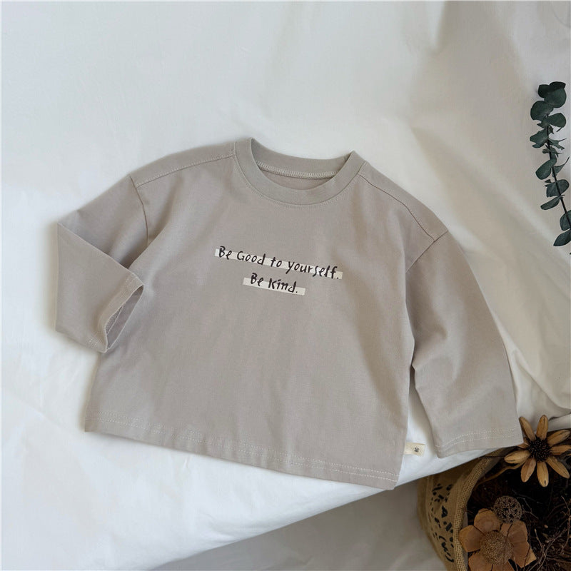Apricot Letter-Print Long Sleeve Shirt