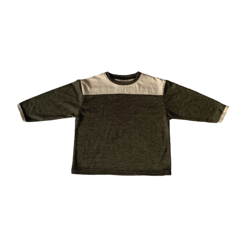 Army Green Spliced Round Neck Tee