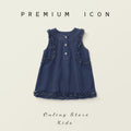 Lace-Trim Sleeveless Denim Dress for Girls