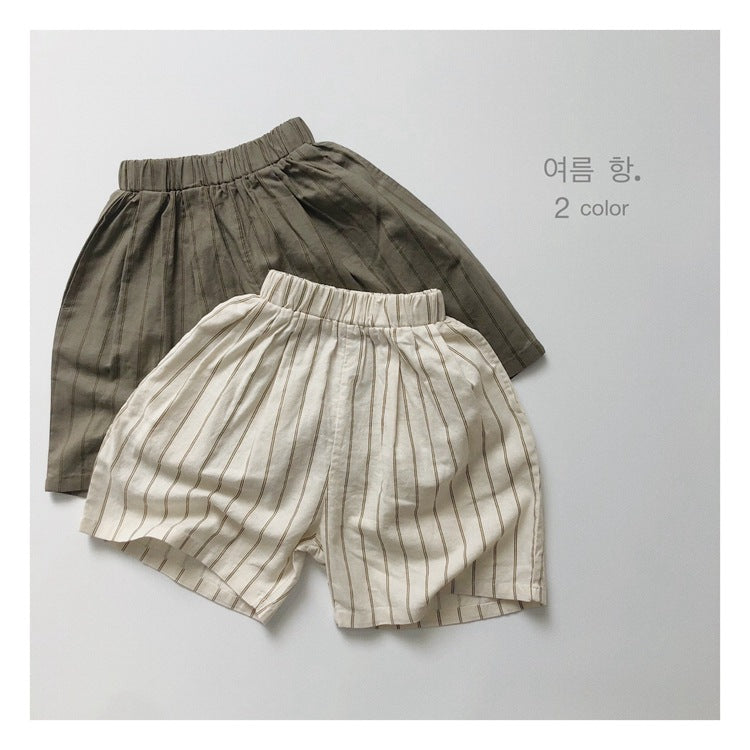 Striped Linen-Cotton Shorts for Kids