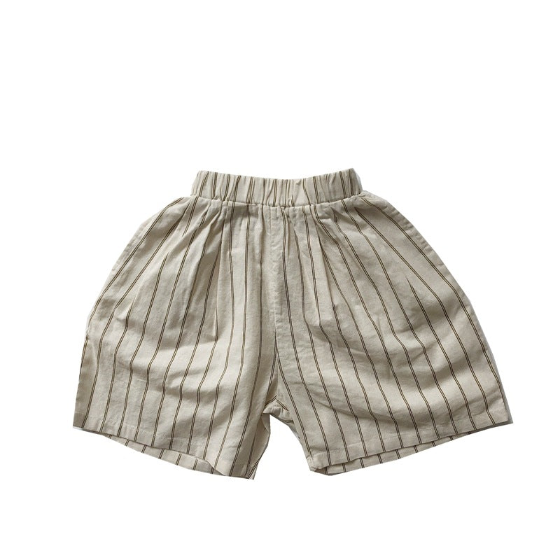 Striped Linen-Cotton Shorts for Kids