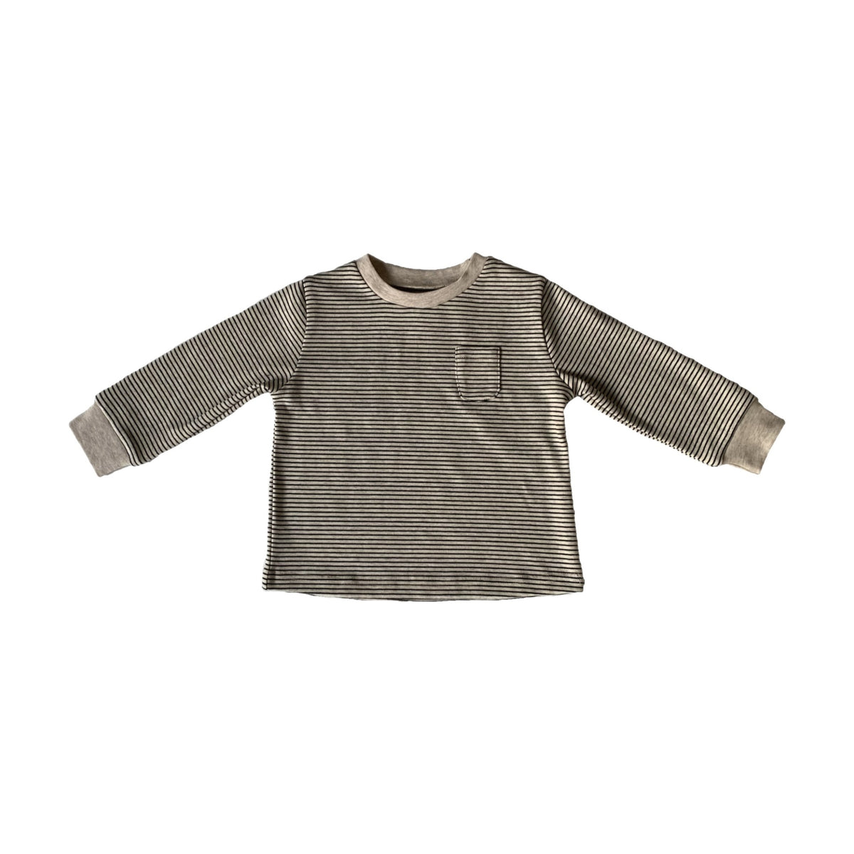 Striped Color-Block Pocket Long Sleeve Tee