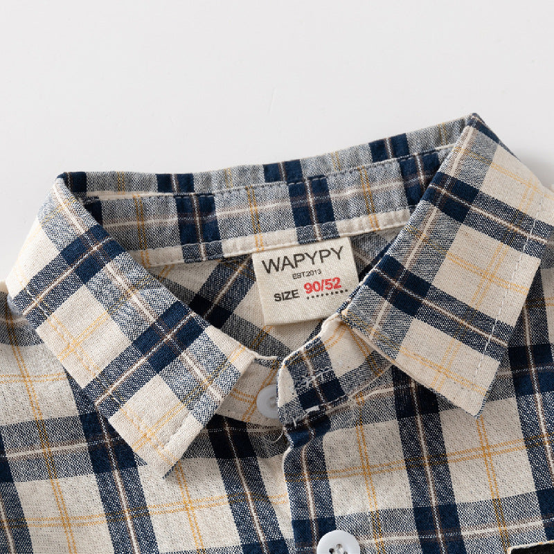 Checkered Wide-Collar Shirt for Kids