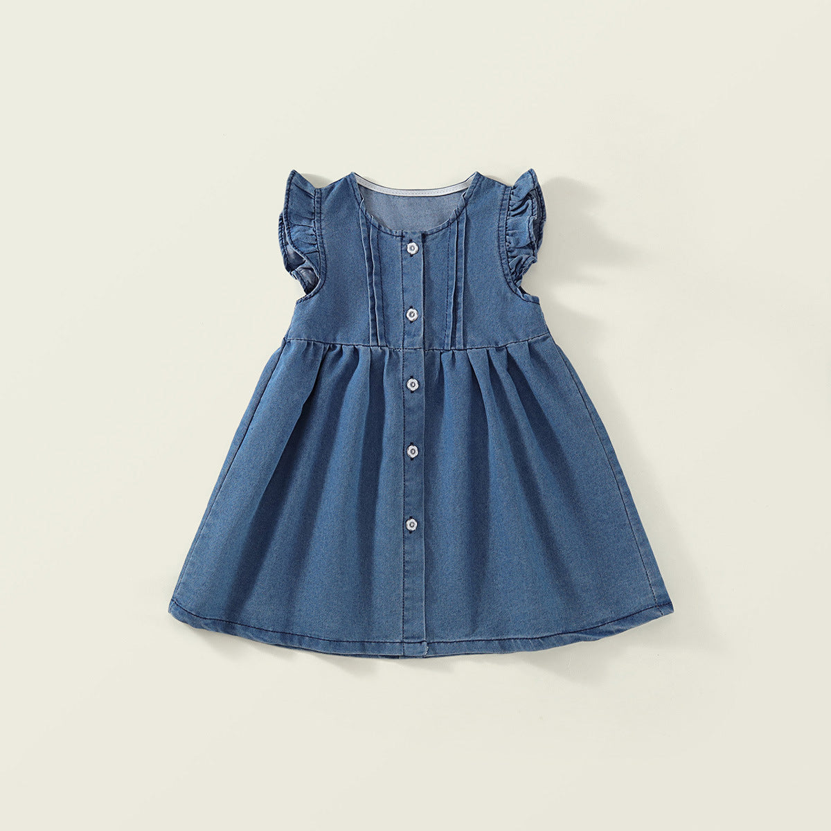 Flutter Sleeve Denim Dress for Girls