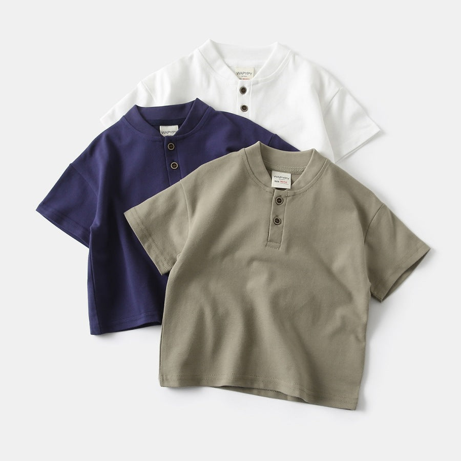 Stand-Up Collar Solid Polo Shirt