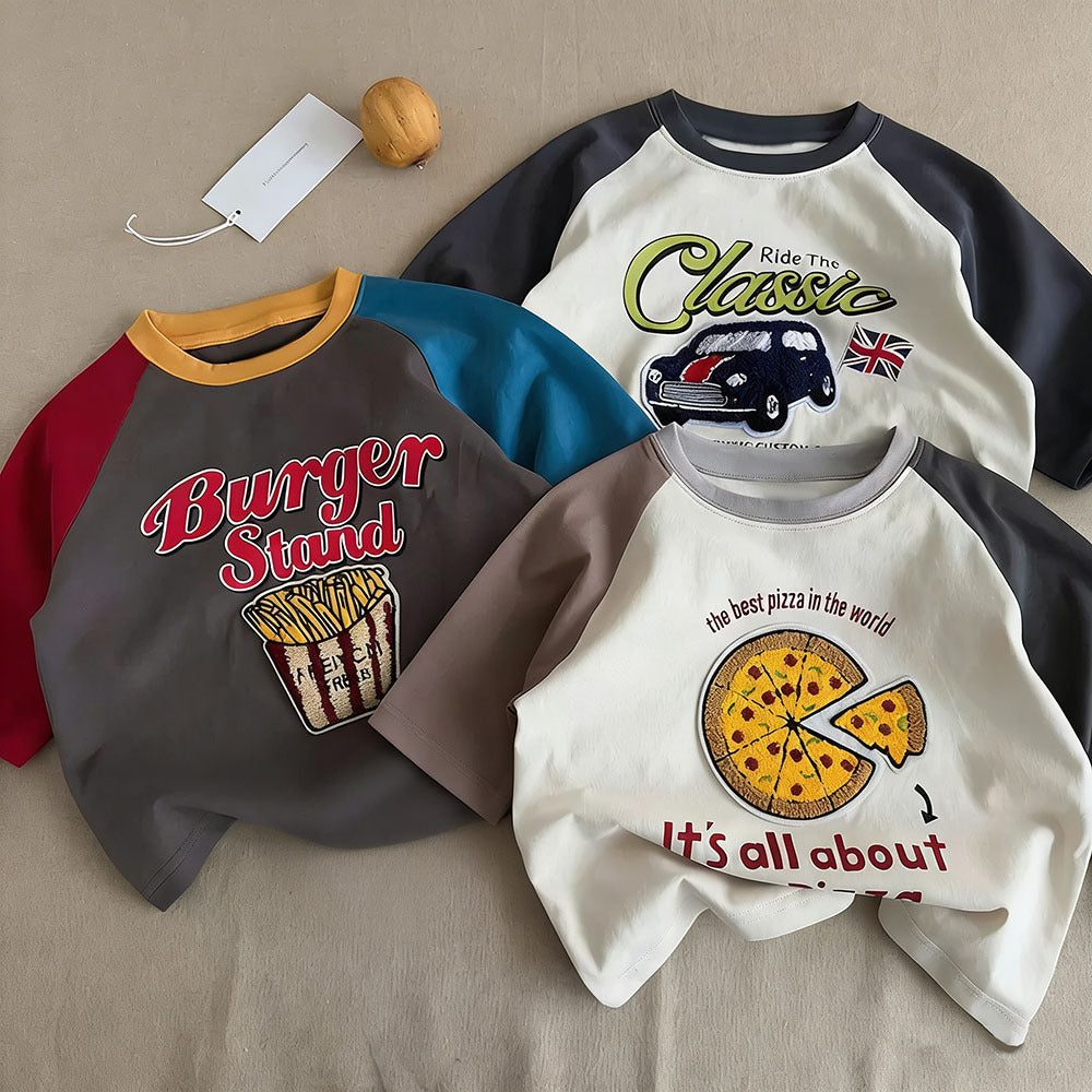 Playful Print Round Neck Tee for Kids