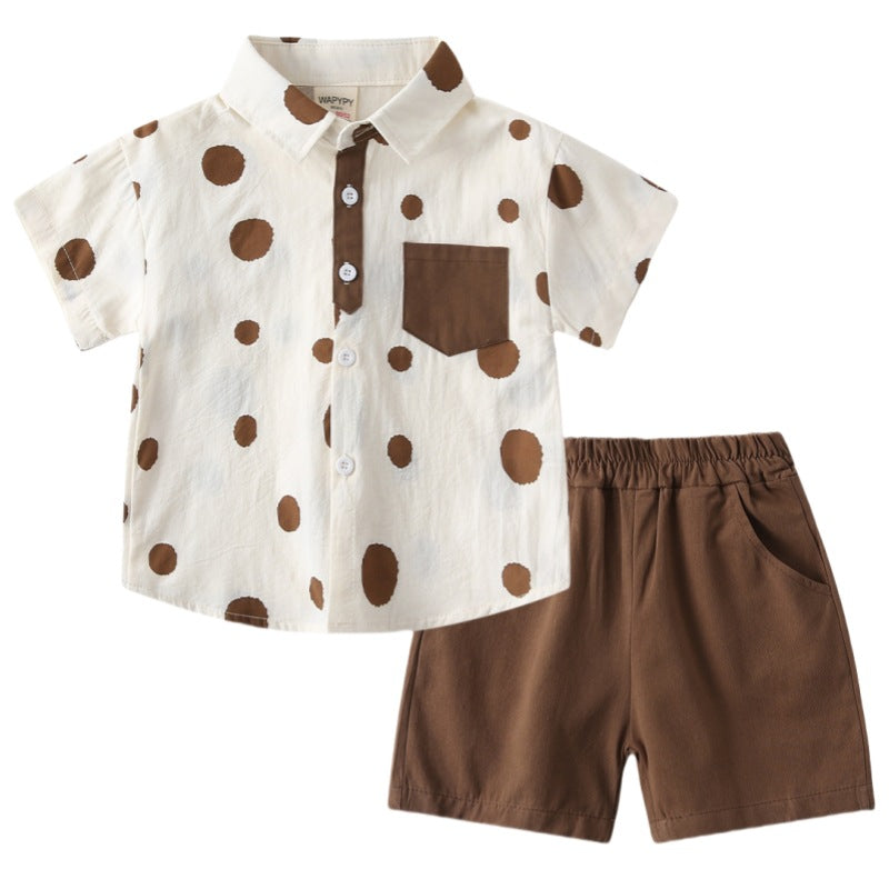 Printed Short Sleeve Shirt Set for Boys