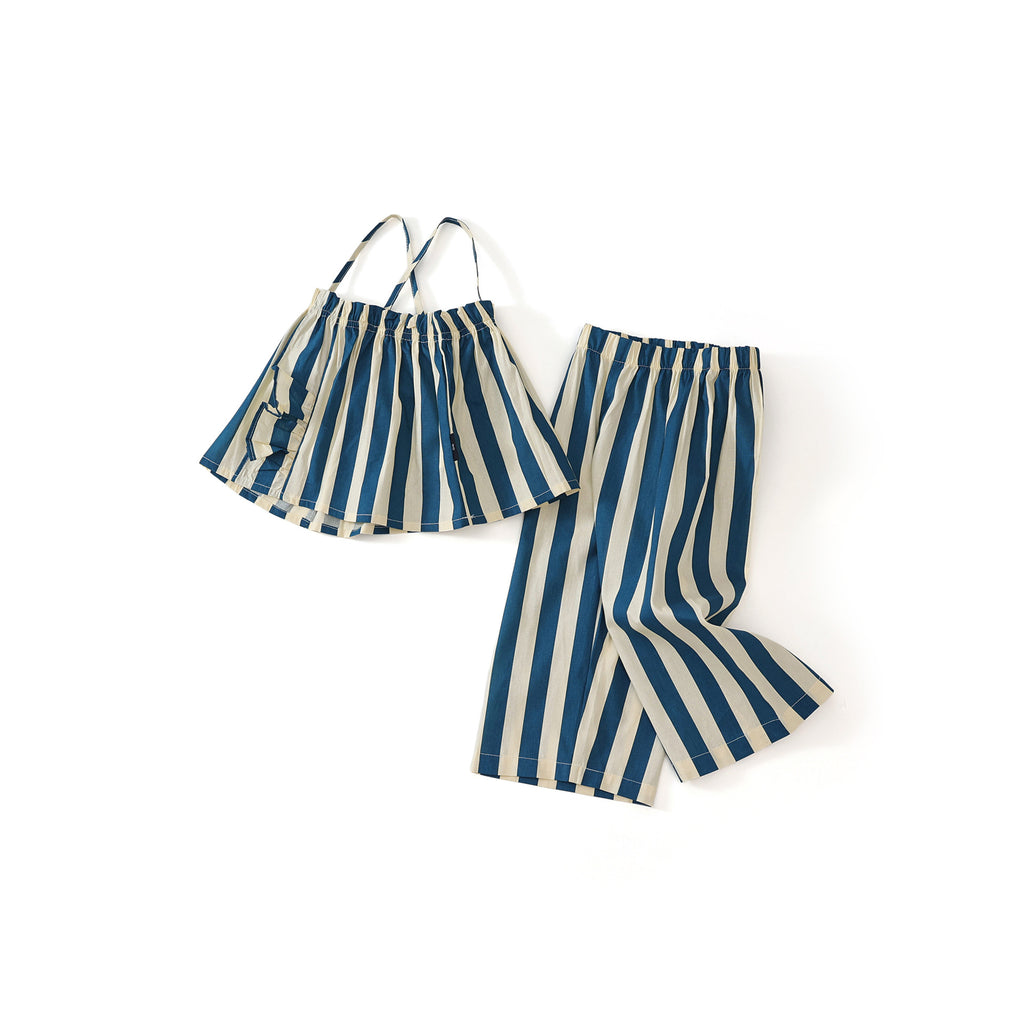 Striped Strap Top & Wide-Leg Pants Set