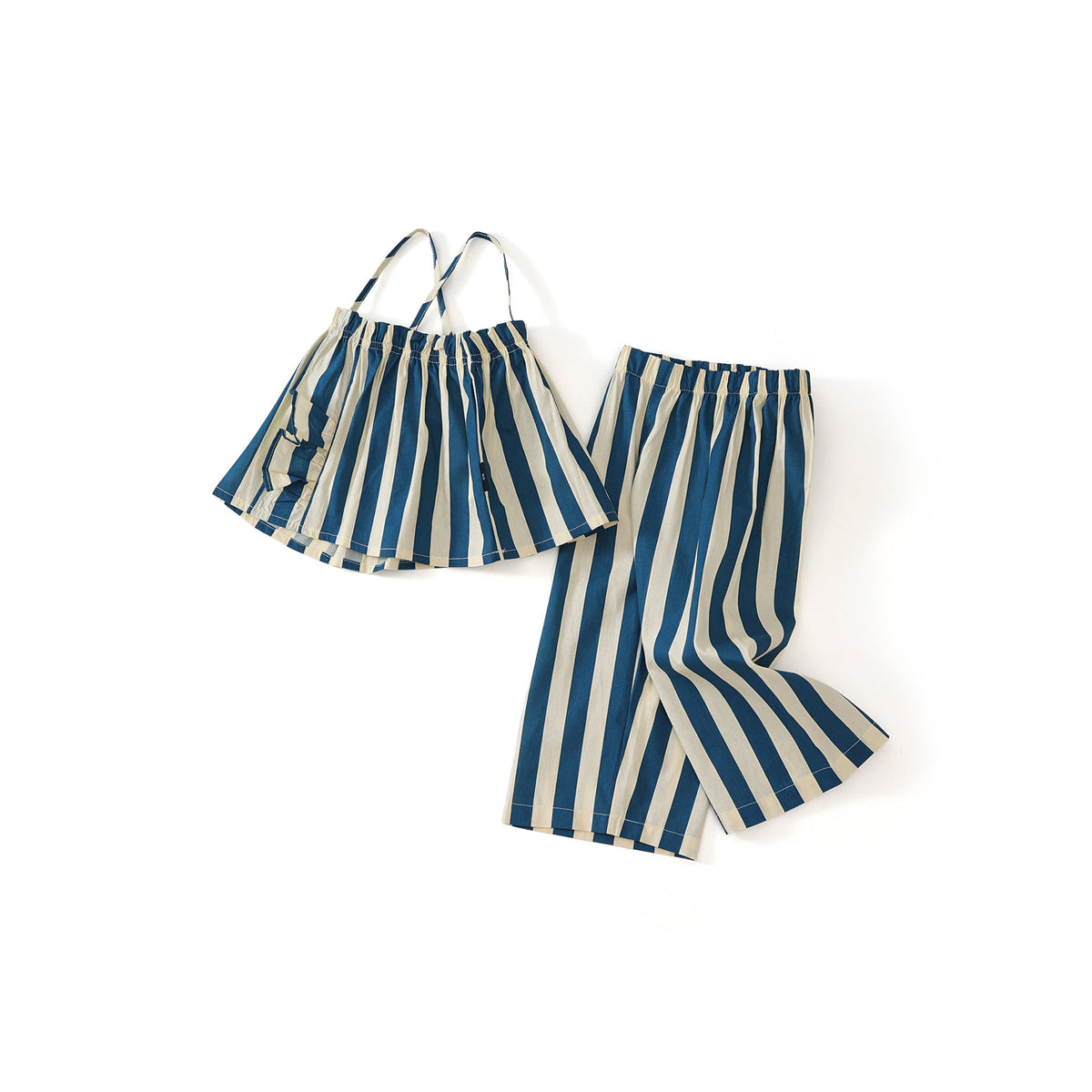 Striped Strap Top & Wide-Leg Pants Set