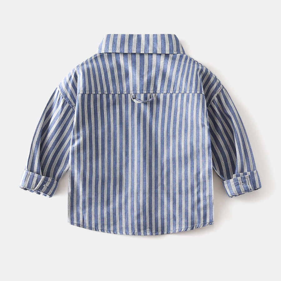 Blue Striped Long Sleeve Shirt for Boys