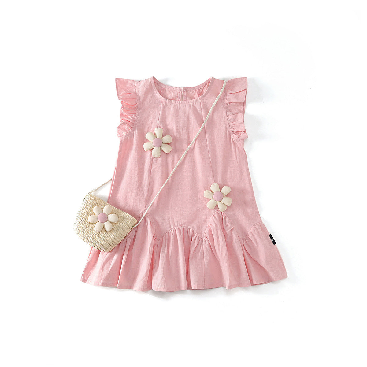 Flower Patchwork Short Sleeve Dress for Girls