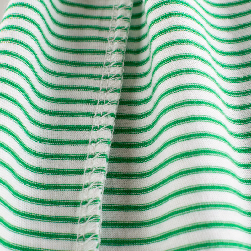 Green & White Striped Short Sleeve Tee