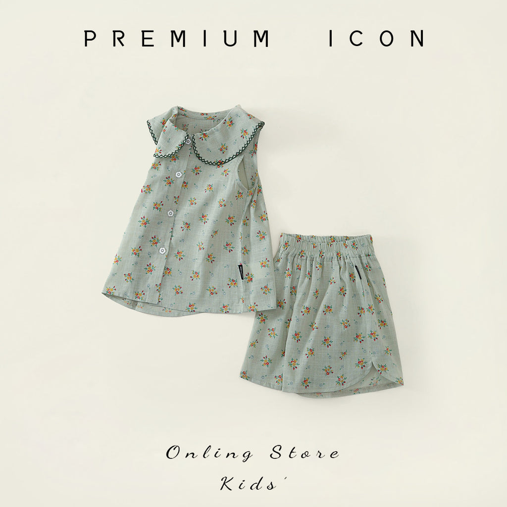 Floral Babydoll Collar Top & Shorts Set