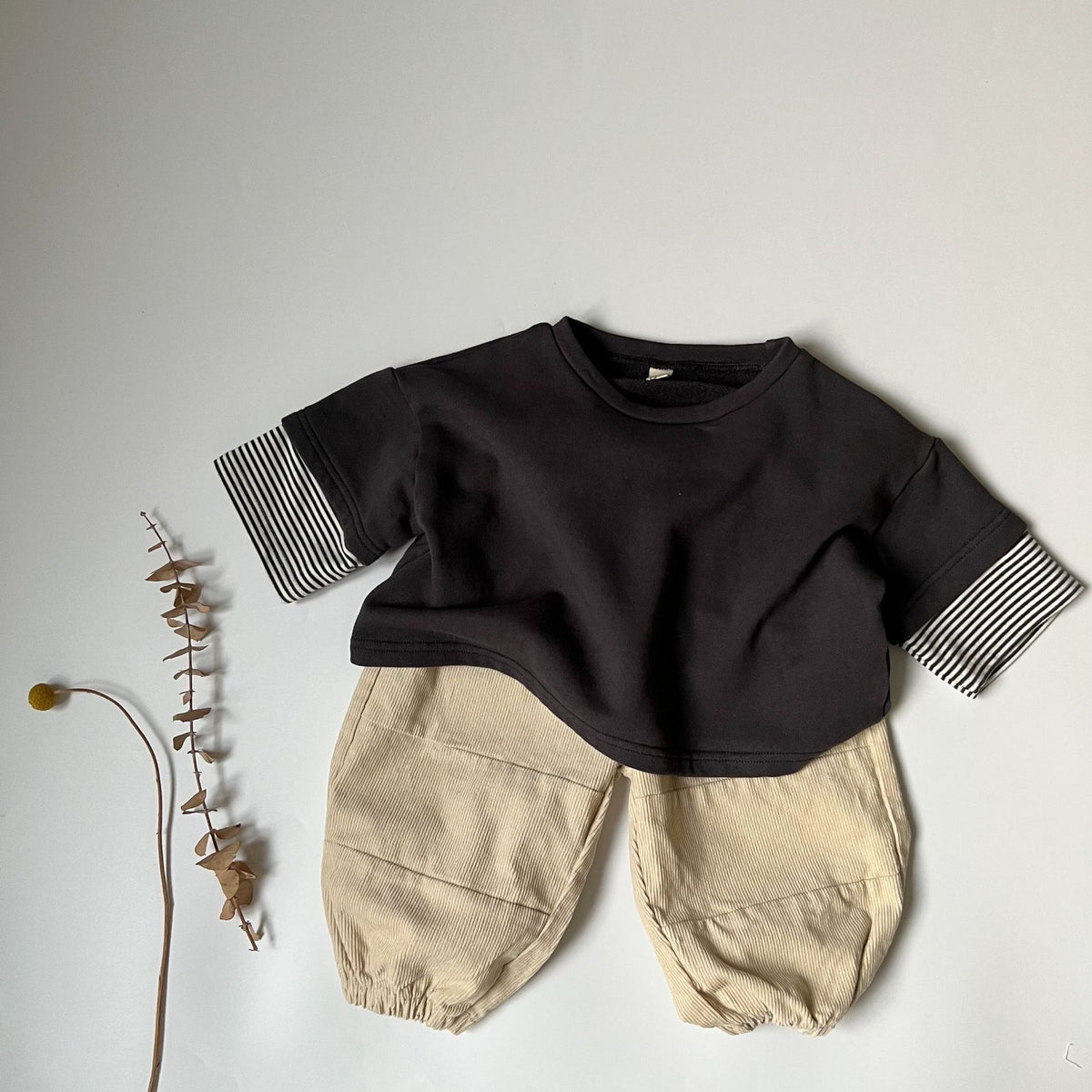 Striped Cuff Color-Block Hoodie