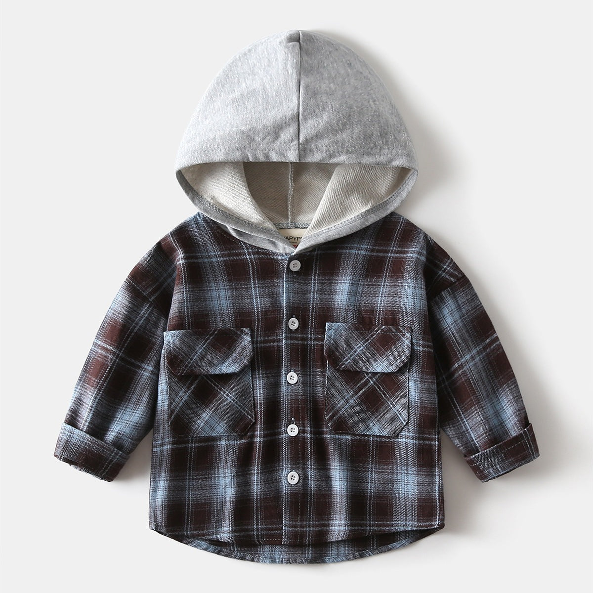 Plaid Hooded Button-Front Shirt