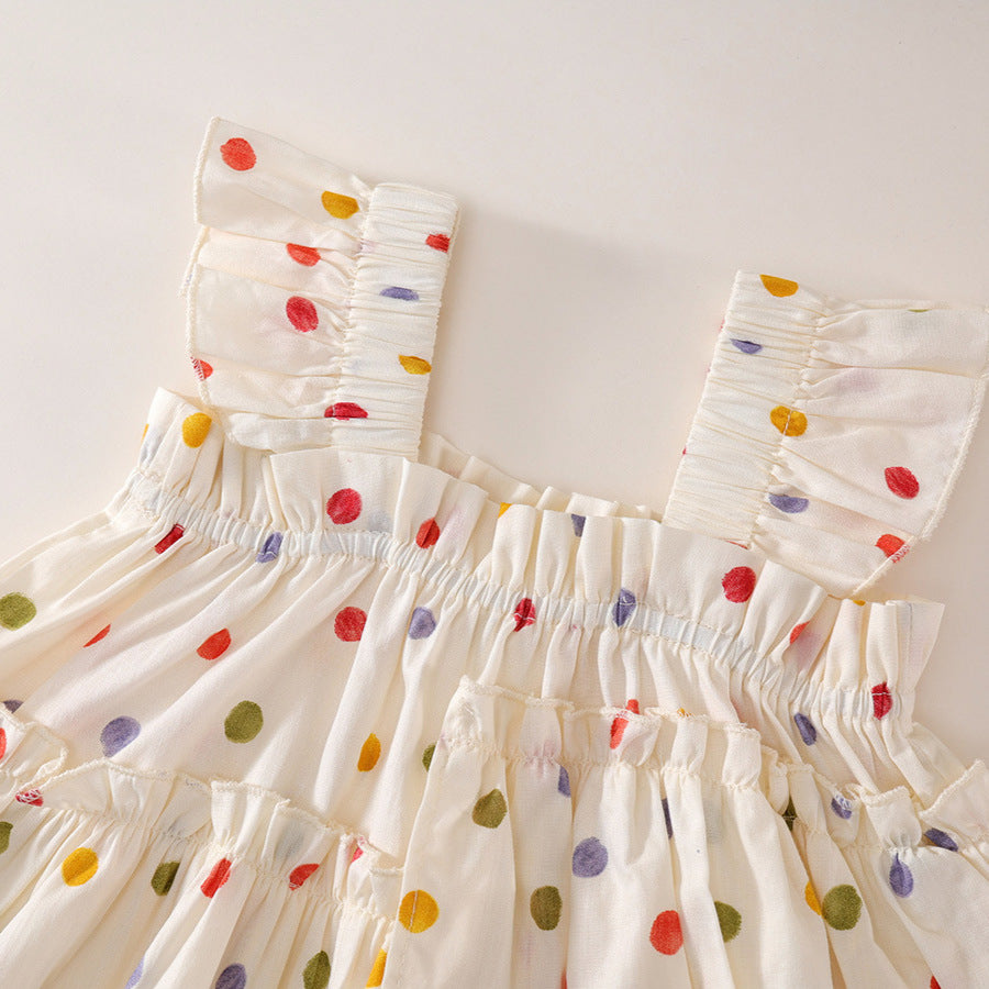 Colorful Polka Dot Wide-Leg Two-Piece Set