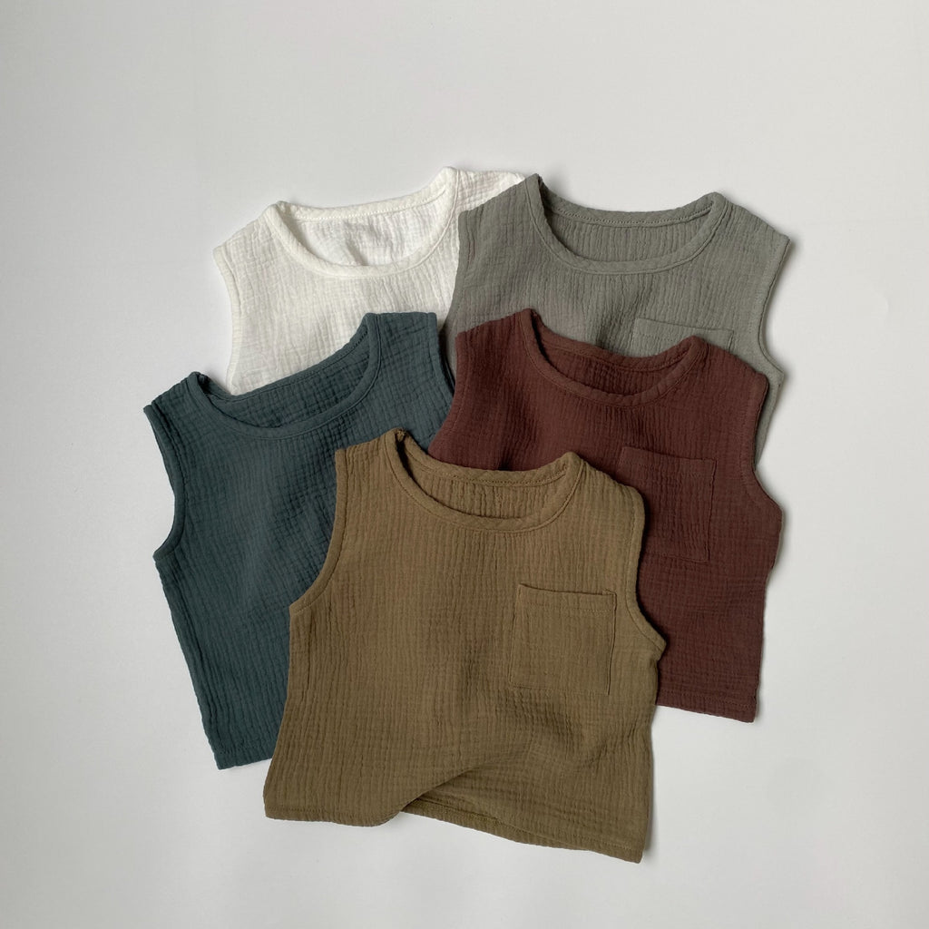 Textured Knit Patch Vest for Kids